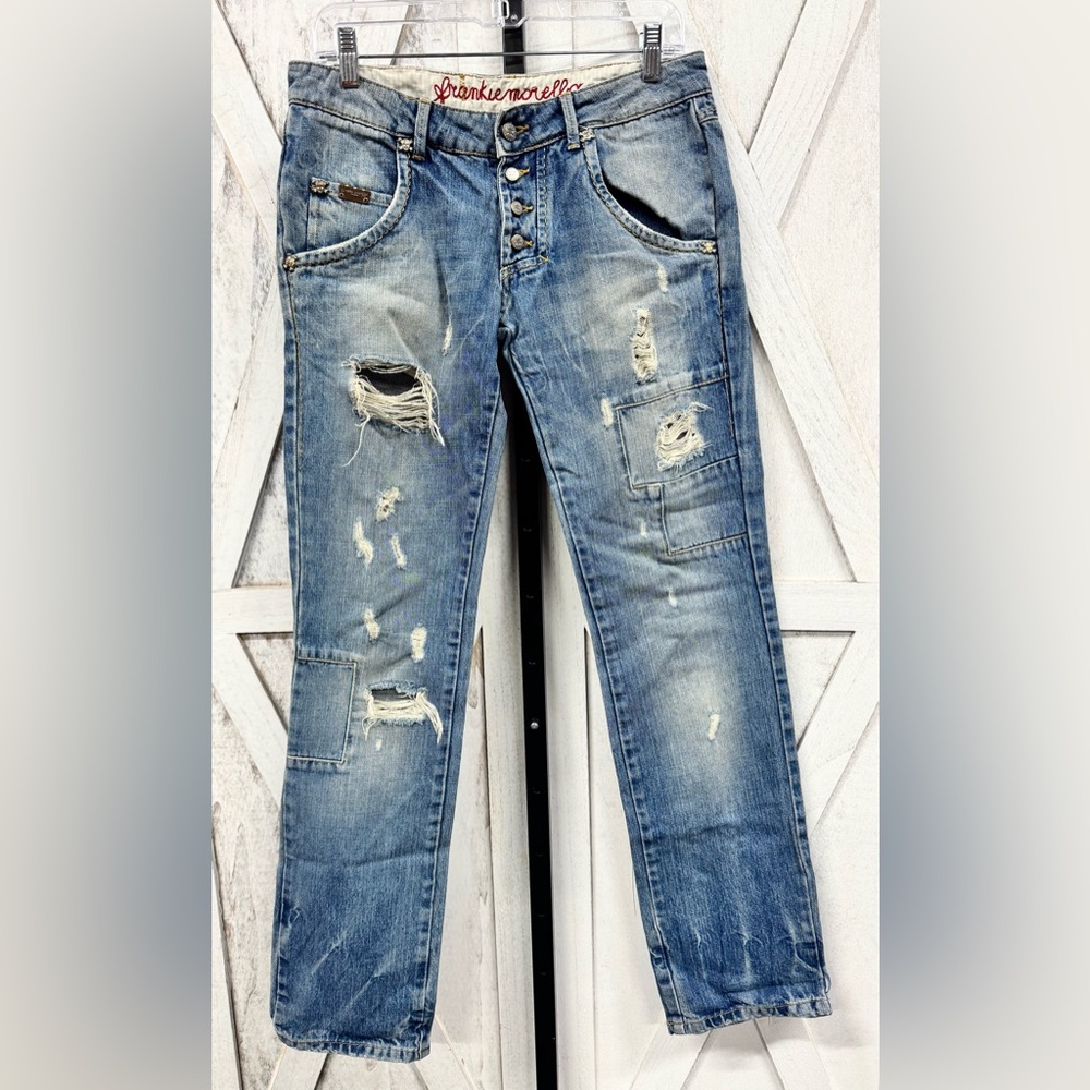 Frankie Morello Light Blue Distressed Jeans